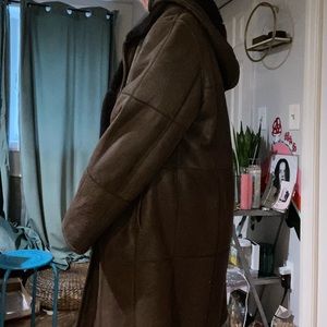 Vintage brown leather shearling jacket